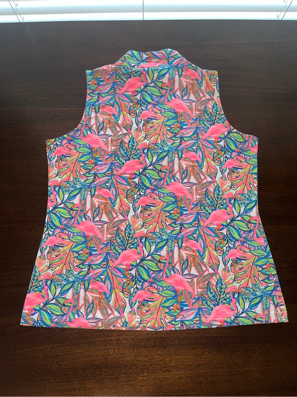 Lulu B Sleeveless Top Flamingo Tropical Resort Golf Coastal Athletic Tank Sz M - Picture 7 of 11
